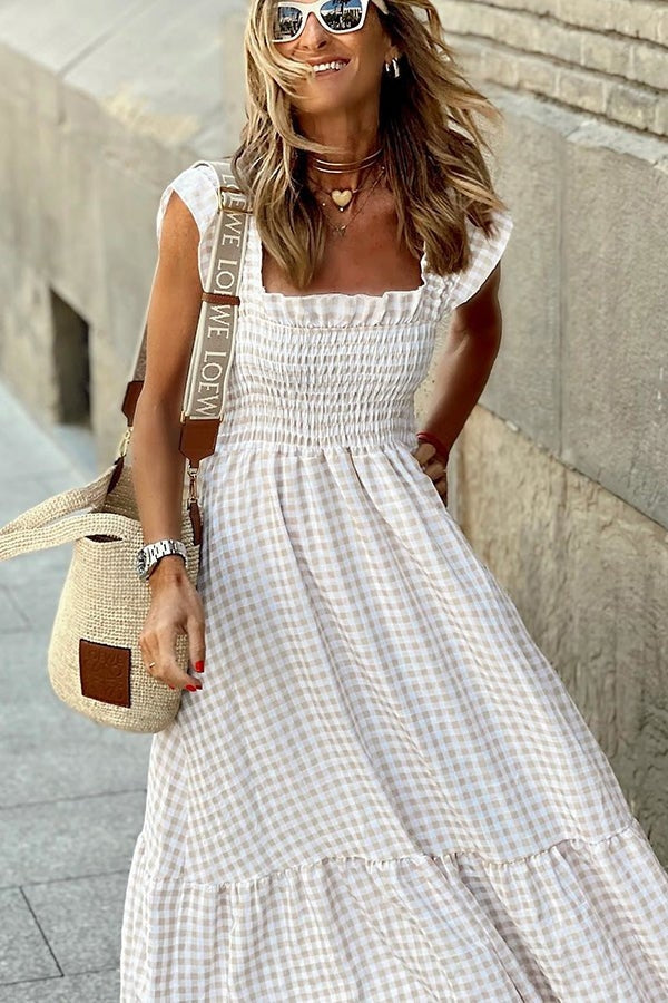 Ivara - Elegant Plaid Summer Dress