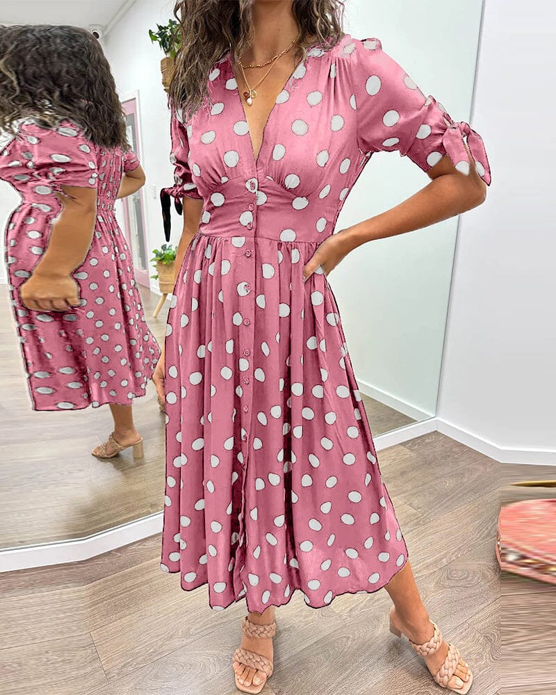 Bellamy - Polka Dots V-Neck Dress