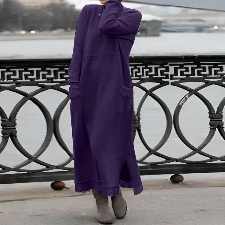 Mara Knitted Maxi Dress – Cozy Long Sleeve Oversized Winter Dress