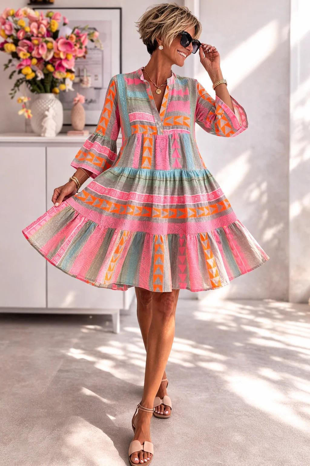 Lucy | Patterned Flowing Midi Dress