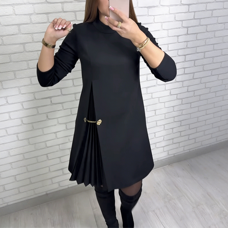 Evelyn | Long Sleeve Pleated Dress